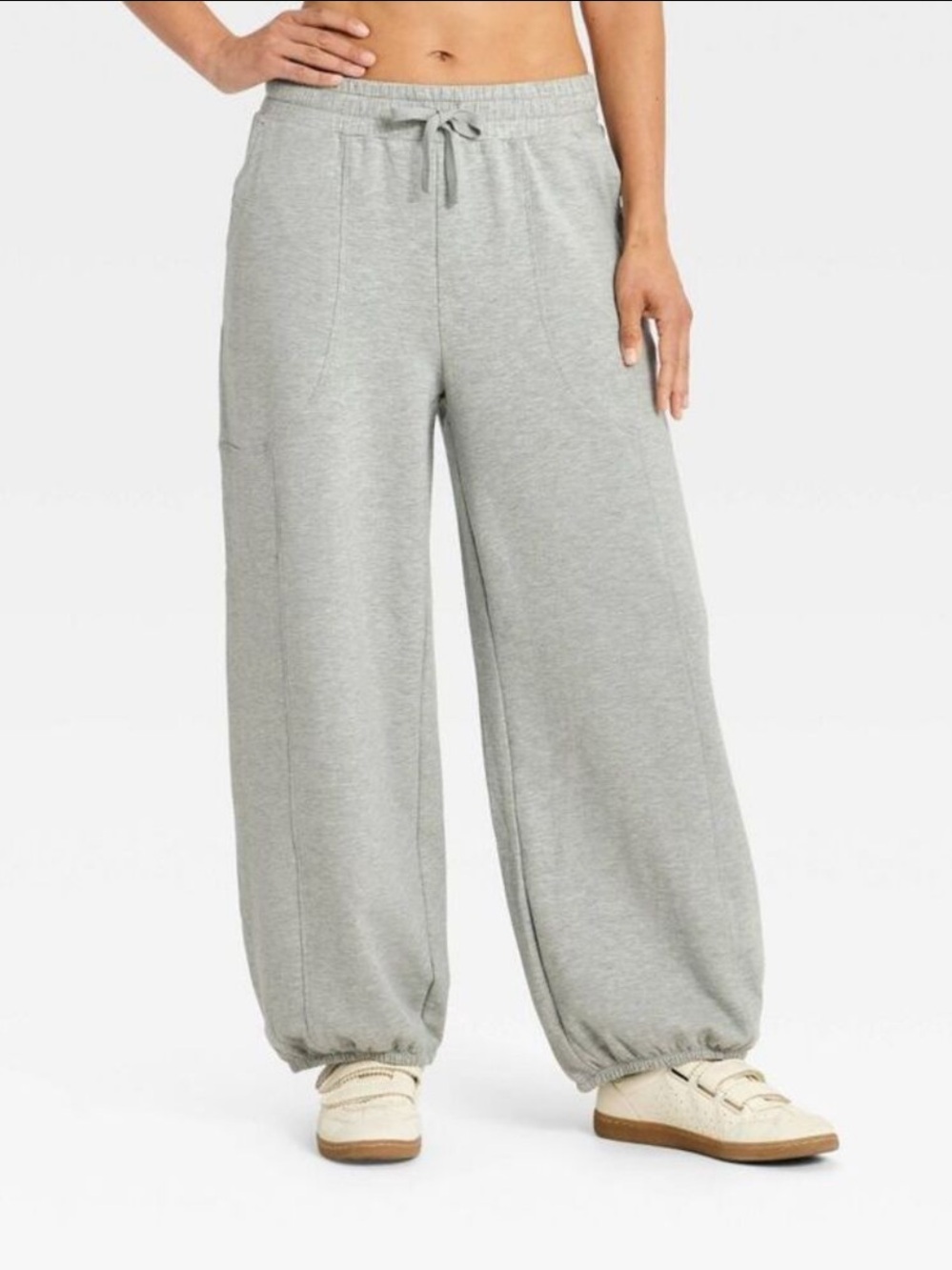 JoyLab Light Gray Drawstring Wide-Leg Joggers